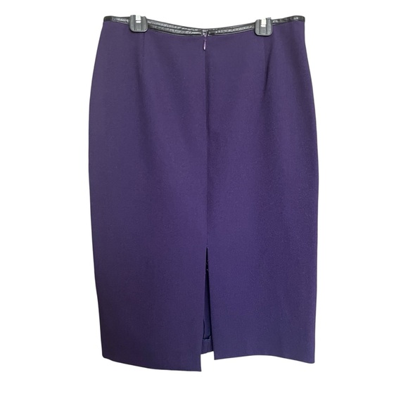 VTG Claude Montana Purple Pencil Skirt SZ 42/M Faux Leather Trim Classic Retro - Picture 2 of 10